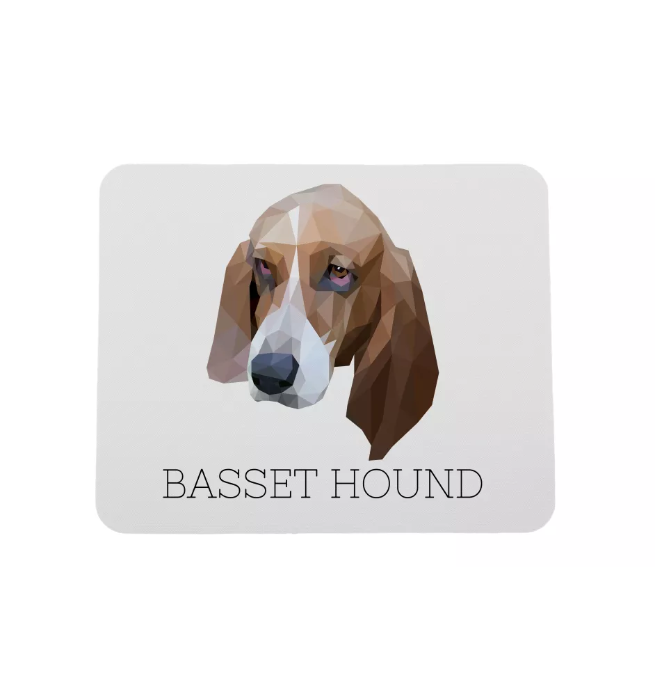 Basset Hound - geometric mouse pad with a picture and text by Art-Dog