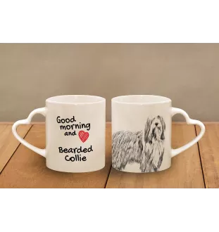 Collie Barbu, Bearded collie, Parfois appelé colley barbu - tasse avec chien, une tasse adorable avec une anse en forme de cœur, un cadeau universel de la marque Art-Dog