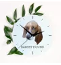 Basset Hound - horloge murale géométrique avec photo et logo de la marque Art-Dog