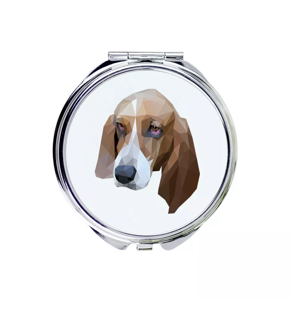 Basset Hound - mirror with a geometric design and the brand name Art-Dog