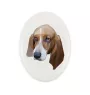 Basset Hound - une plaque avec une photo et un motif géométrique de la marque Art-Dog