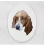 Basset Hound - Fliese mit geometrischem Bild und Schriftzug der Marke Art-Dog