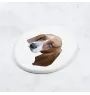 Basset Hound - Fliese mit geometrischem Bild und Schriftzug der Marke Art-Dog