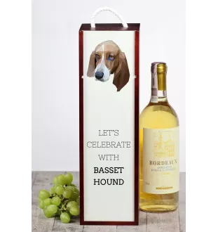 Basset Hound - une boîte géométrique avec une photo et un texte pour le vin de la marque Art-Dog