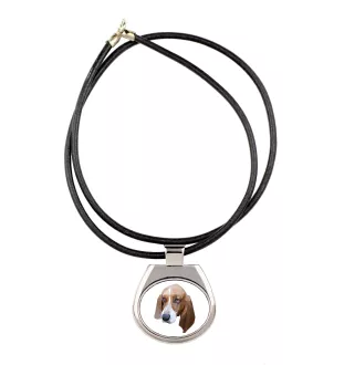 Basset Hound - collier avec une photo et un motif géométrique de la marque Art-Dog