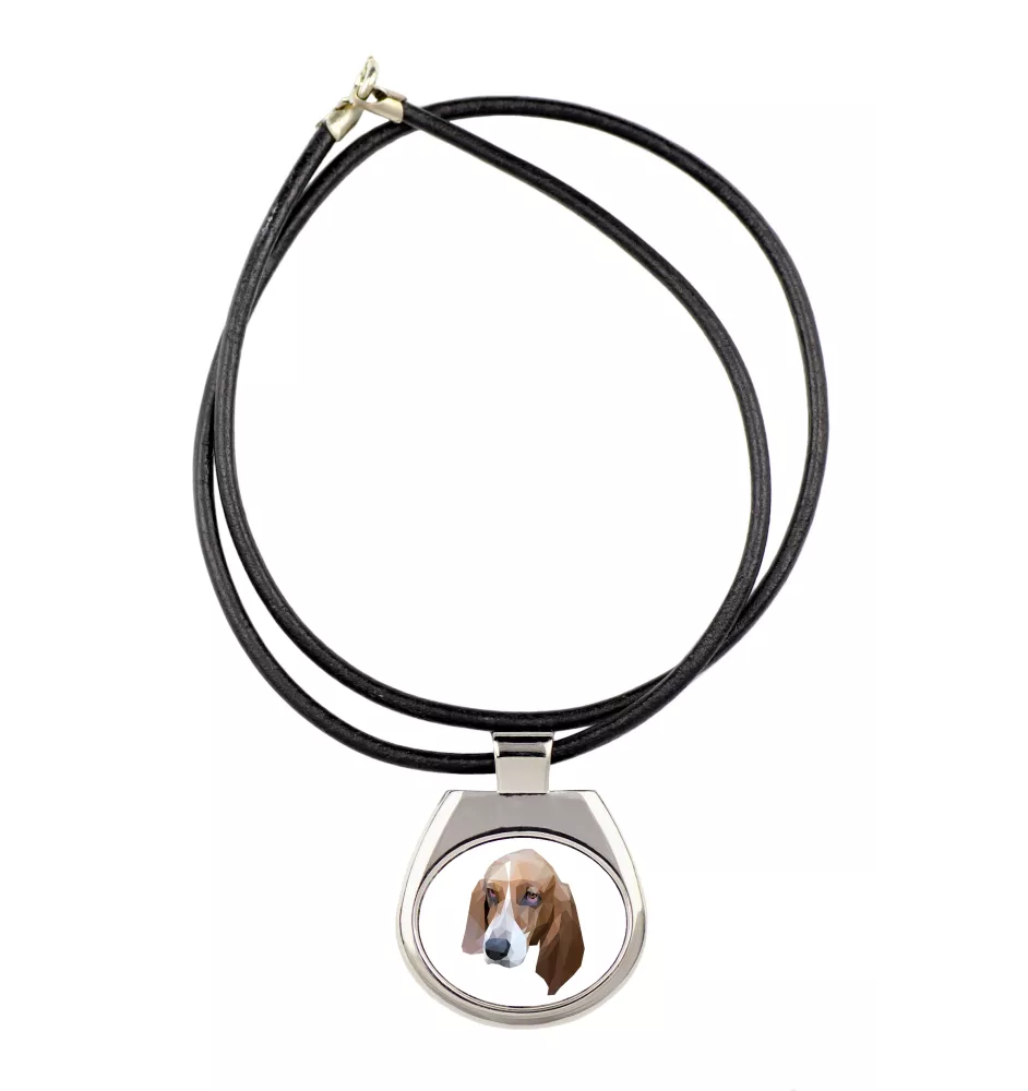 Basset Hound - necklace with a geometric design and the inscription "Art-Dog"
