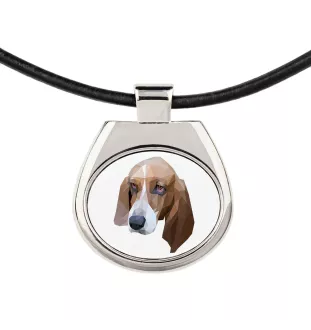 Basset Hound - Halskette mit einem Foto und einem geometrischen Schriftzug der Marke Art-Dog