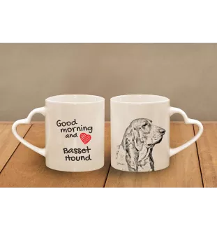 Basset Hound - Tasse mit Hund, entzückende Tasse mit herzförmigem Henkel, universelles Geschenk der Marke Art-Dog