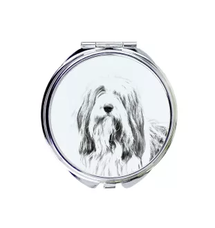 Bearded Collie, Highland Collie, Mountain Collie - Pocket mirror with a dog, personalized mirror for a purse, compact mirror with Art-Dog brand print.