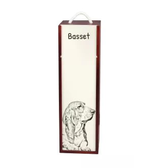 Basset Hound - Weinbox mit Hund, Alkoholbox mit Grafik, personalisierte Geschenkbox der Marke Art-Dog
