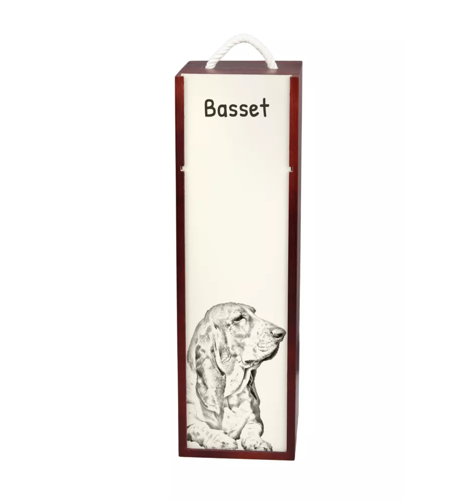 Basset Hound - boîte à vin avec chien, boîte à alcool avec graphisme, boîte cadeau personnalisée de la marque Art-Dog