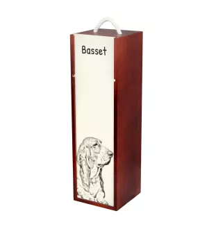 Basset Hound - boîte à vin avec chien, boîte à alcool avec graphisme, boîte cadeau personnalisée de la marque Art-Dog