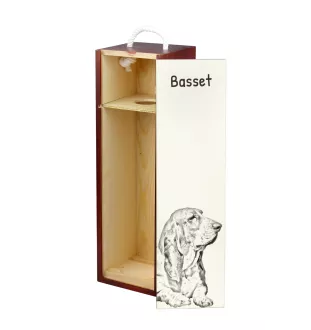 Basset Hound - Weinbox mit Hund, Alkoholbox mit Grafik, personalisierte Geschenkbox der Marke Art-Dog