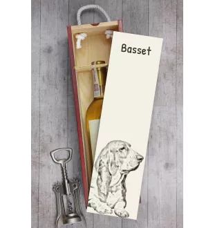 Basset Hound - Weinbox mit Hund, Alkoholbox mit Grafik, personalisierte Geschenkbox der Marke Art-Dog