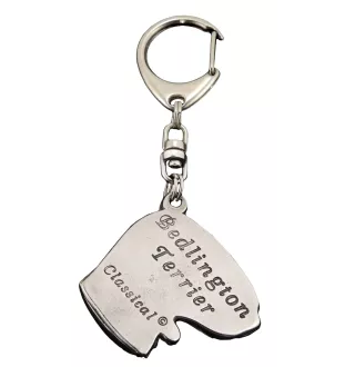 Bedlington Terrier, Rothbury Terrier - Versilberter Schlüsselanhänger mit Hund, Handtaschen-Dekoration, Rucksack-Anhänger der Marke Art-Dog