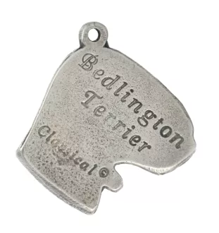 Bedlington Terrier, Rothbury Terrier, Rodbery Terrier - Silver-plated key ring with dog, handbag decoration, backpack pendant by Art-Dog brand