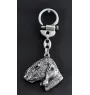 Bedlington Terrier, Rothbury Terrier, Rodbery Terrier - Silver-plated key ring with dog, handbag decoration, backpack pendant by Art-Dog brand