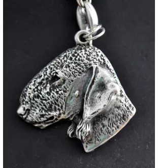Terrier De Bedlington, Bedlington Terrier - Porte-clés argenté avec chien, décoration de sac à main, pendentif de sac à dos par la marque Art-Dog