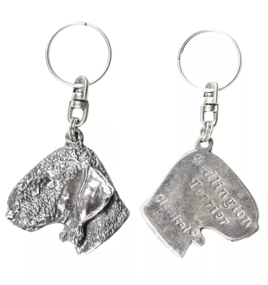 Bedlington Terrier, Rothbury Terrier, Rodbery Terrier - Silver-plated dog pendant, handbag decoration, backpack pendant by Art-Dog brand