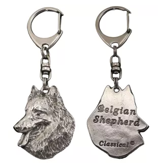 Belgischer Schäferhund - Versilberter Schlüsselanhänger mit Hund, Handtaschen-Dekoration, Rucksack-Anhänger der Marke Art-Dog