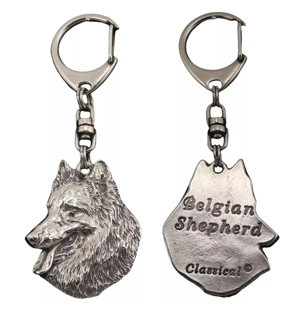 Chiens de Berger Belge - Porte-clés argenté avec chien, décoration de sac à main, pendentif de sac à dos par la marque Art-Dog