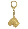 Bedlington Terrier, Rothbury Terrier, Rodbery Terrier - Gilded key ring with dog in gift box, handbag decoration, luxury accessory by Art-Dog brand