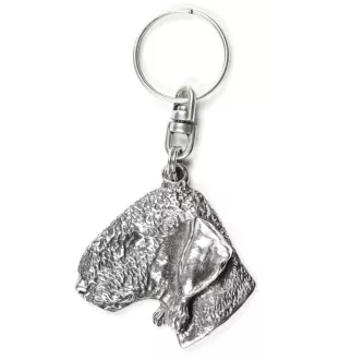 Bedlington Terrier, Rothbury Terrier - Versilberter Anhänger mit einem Hund in einer dekorativen Box, Handtaschenschmuck, Rucksackanhänger der Marke Art-Dog