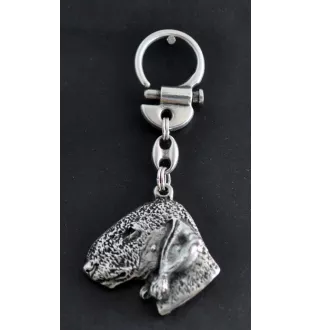 Bedlington Terrier, Rothbury Terrier, Rodbery Terrier - Silver-plated key ring with a dog in a gift box, handbag decoration, backpack pendant by Art-Dog brand
