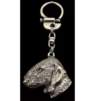 Bedlington Terrier, Rothbury Terrier - Versilberter Schlüsselanhänger mit Hund in einer Geschenkbox, Handtaschenschmuck, Rucksackanhänger der Marke Art-Dog