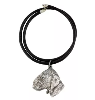 Bedlington Terrier, Rothbury Terrier - Halskette mit Hund, versilberter Anhänger für Hundefans, einzigartiger Schmuck der Marke Art-Dog