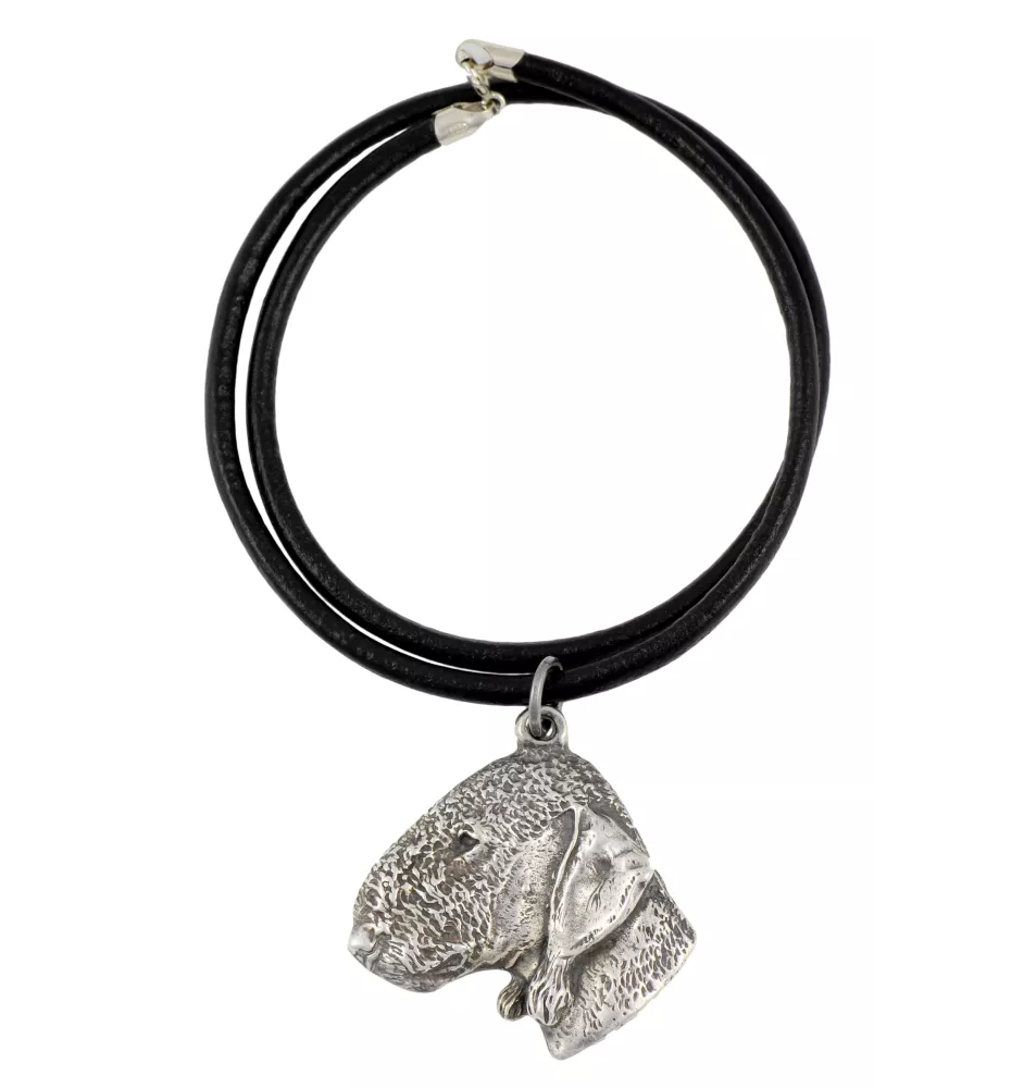 Bedlington Terrier, Rothbury Terrier - Halskette mit Hund, versilberter Anhänger für Hundefans, einzigartiger Schmuck der Marke Art-Dog