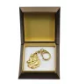 Belgian Shepherd Dog, Belgian Sheepdog - Gilded key ring with dog in gift box, handbag decoration, luxury accessory by Art-Dog brand