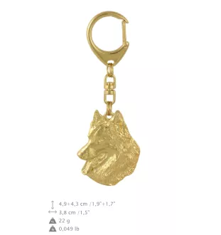 Belgian Shepherd Dog, Belgian Sheepdog - Gilded key ring with dog in gift box, handbag decoration, luxury accessory by Art-Dog brand