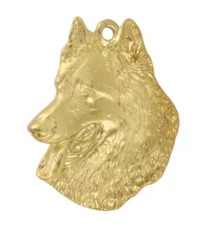 Chiens de Berger Belge - Porte-clés doré avec chien dans boîte cadeau, décoration de sac à main, accessoire de luxe de la marque Art-Dog