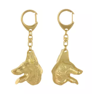 Azawakh, Azawagh I - Porte-clés doré avec chien dans boîte cadeau, décoration de sac à main, accessoire de luxe de la marque Art-Dog