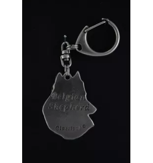 Belgischer Schäferhund - Versilberter Schlüsselanhänger mit Hund in einer Geschenkbox, Handtaschenschmuck, Rucksackanhänger der Marke Art-Dog
