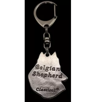 Belgischer Schäferhund - Versilberter Schlüsselanhänger mit Hund in einer Geschenkbox, Handtaschenschmuck, Rucksackanhänger der Marke Art-Dog
