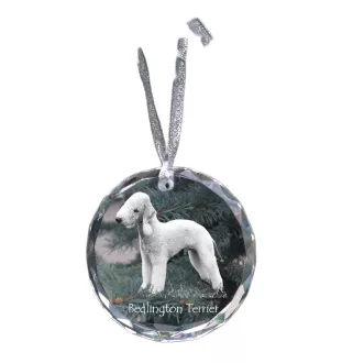 Terrier De Bedlington, Bedlington Terrier - boule de Noël en cristal avec une photo, photo de chien dans le cristal, décoration personnalisée pour sapin de Noël de la marque Art-Dog