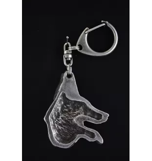 Azawakh, Azawagh I - Porte-clés argenté avec un chien dans une boîte cadeau, décoration de sac à main, pendentif de sac à dos par la marque Art-Dog