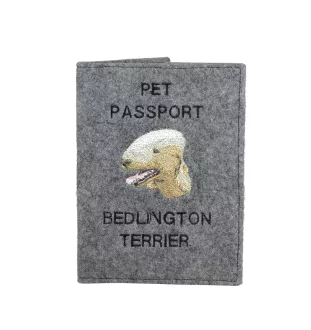 Bedlington Terrier, Rothbury Terrier, Rodbery Terrier - Dog passport case, document case, gift for the traveller from the Art-Dog brand