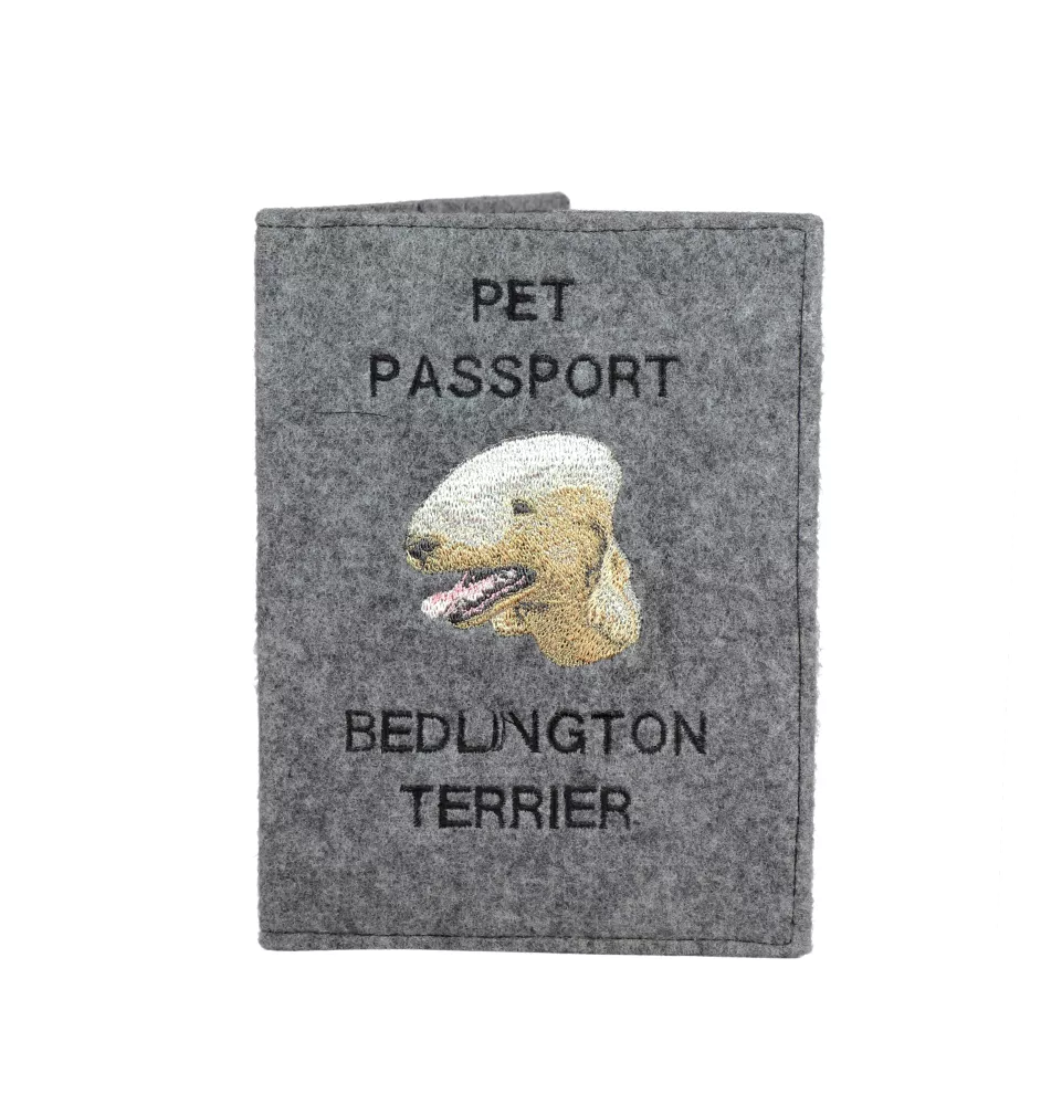 Bedlington Terrier, Rothbury Terrier, Rodbery Terrier - Dog passport case, document case, gift for the traveller from the Art-Dog brand