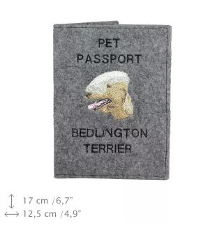 Bedlington Terrier, Rothbury Terrier, Rodbery Terrier - Dog passport case, document case, gift for the traveller from the Art-Dog brand