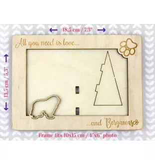 Bergamasker Hirtenhund, Berger de bergame - Fotorahmen, gravierter Holzrahmen, ein schönes Gadget für den Hundeliebhaber von Art-Dog