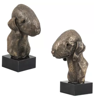 Terrier De Bedlington, Bedlington Terrier - Statue de chien, buste sur socle en pierre, sculpture, trophée pour exposition canine par la marque Art-Dog