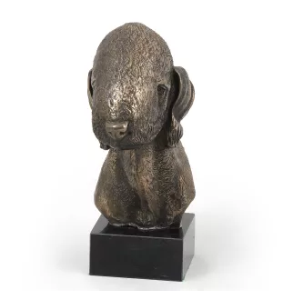 Terrier De Bedlington, Bedlington Terrier - Statue de chien, buste sur socle en pierre, sculpture, trophée pour exposition canine par la marque Art-Dog