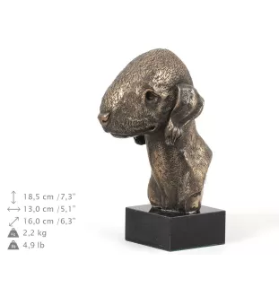 Terrier De Bedlington, Bedlington Terrier - Statue de chien, buste sur socle en pierre, sculpture, trophée pour exposition canine par la marque Art-Dog
