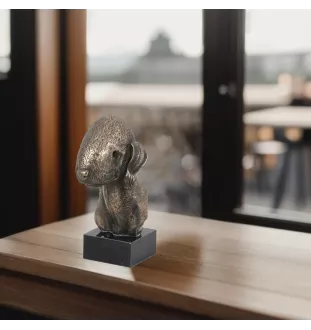 Terrier De Bedlington, Bedlington Terrier - Statue de chien, buste sur socle en pierre, sculpture, trophée pour exposition canine par la marque Art-Dog