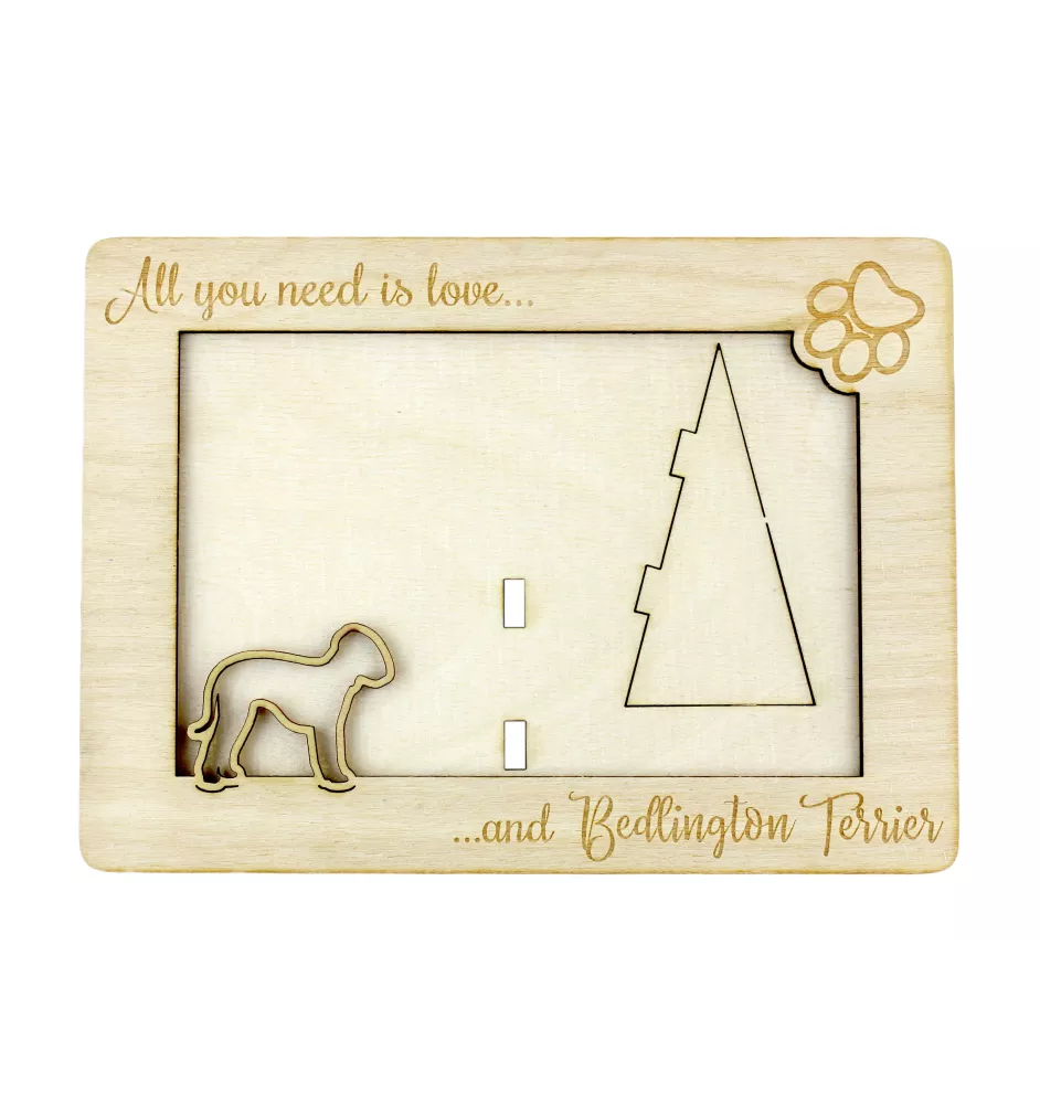 Terrier De Bedlington, Bedlington Terrier - Cadre photo, cadre en bois gravé, un joli gadget pour l'amoureux des chiens par Art-Dog