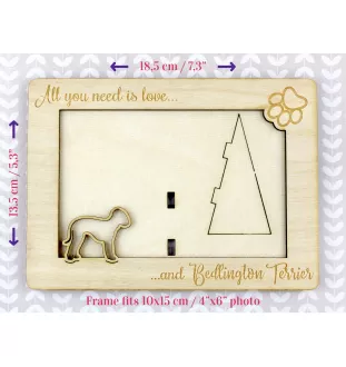 Terrier De Bedlington, Bedlington Terrier - Cadre photo, cadre en bois gravé, un joli gadget pour l'amoureux des chiens par Art-Dog