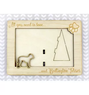 Terrier De Bedlington, Bedlington Terrier - Cadre photo, cadre en bois gravé, un joli gadget pour l'amoureux des chiens par Art-Dog